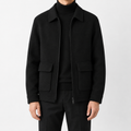 Men’s Mandarin Collar Cardigan – Loose Fit Knitted Wool-Style Jacket