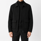 Men’s Mandarin Collar Cardigan – Loose Fit Knitted Wool-Style Jacket