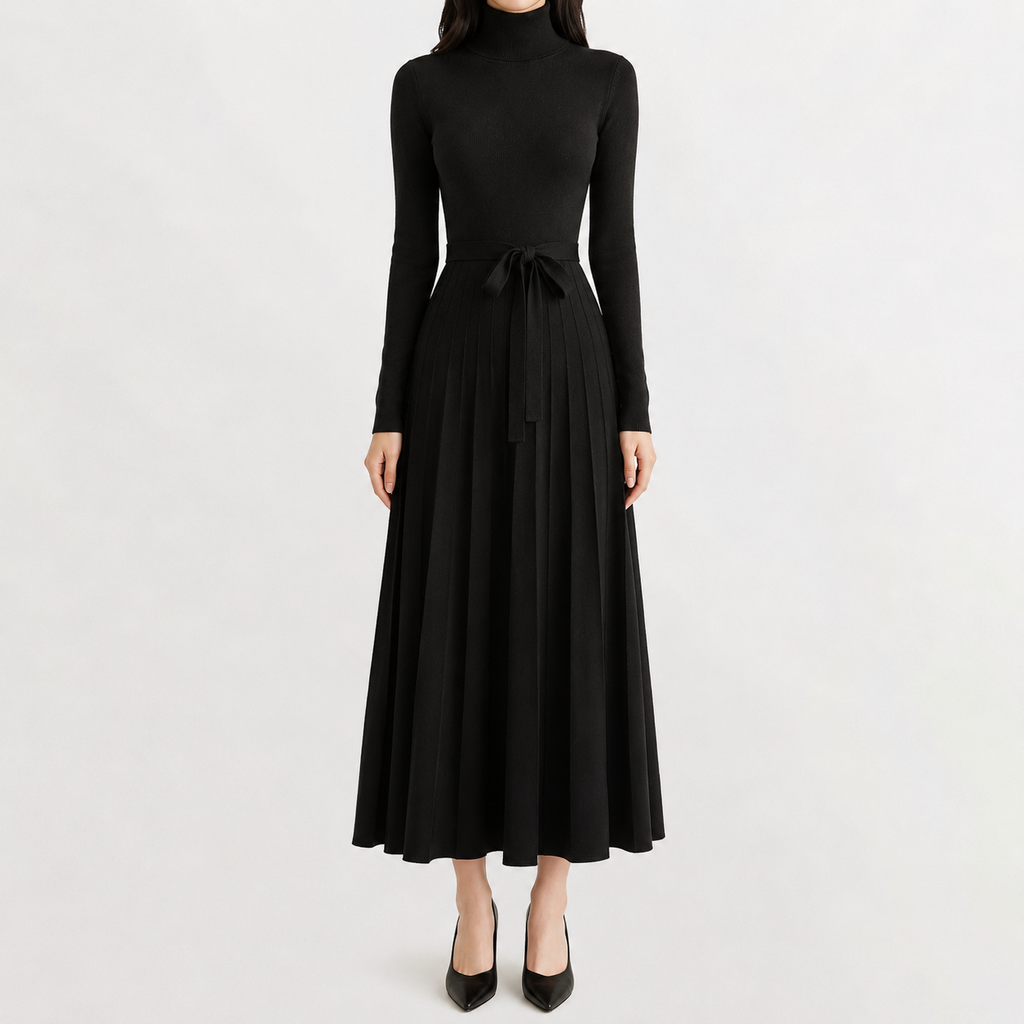 Women’s Knit Dress – Midi Jumper Dress with Long Sleeves