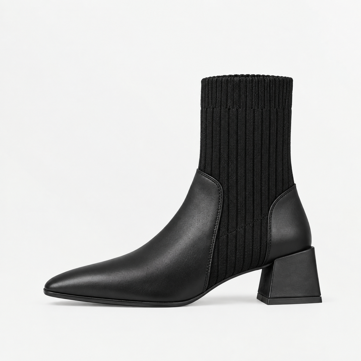 Women’s Chelsea Boots – Square Toe Chunky Heel Sock Ankle Boots