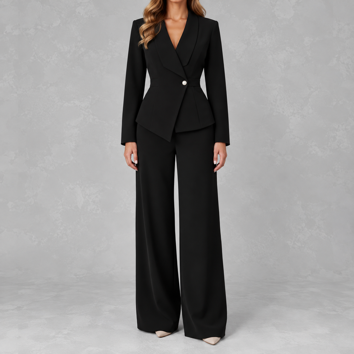 Women’s Suit – Tailored Blazer and Straight Leg Trousers Two-Piece Set