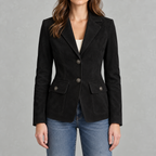 Women’s Suede Blazer – Lapel Collar Tailored Jacket with Soft Suede-Style Finish