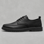 Men’s Leather Shoes – Black Lace-Up Casual Shoes with Round Toe