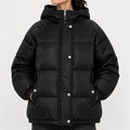 Women’s Puffer Jacket – Hooded Padded Winter Coat with Faux Two-Piece Layered Design