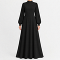 Women’s Maxi Dress – High Waist Lantern Sleeve Long Dress