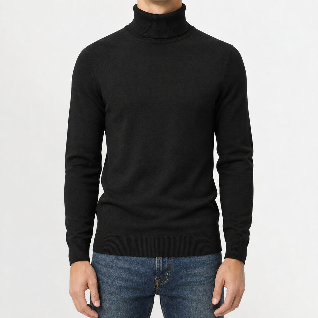 Men’s Turtleneck Jumper – Warm Knitted Roll Neck Pullover