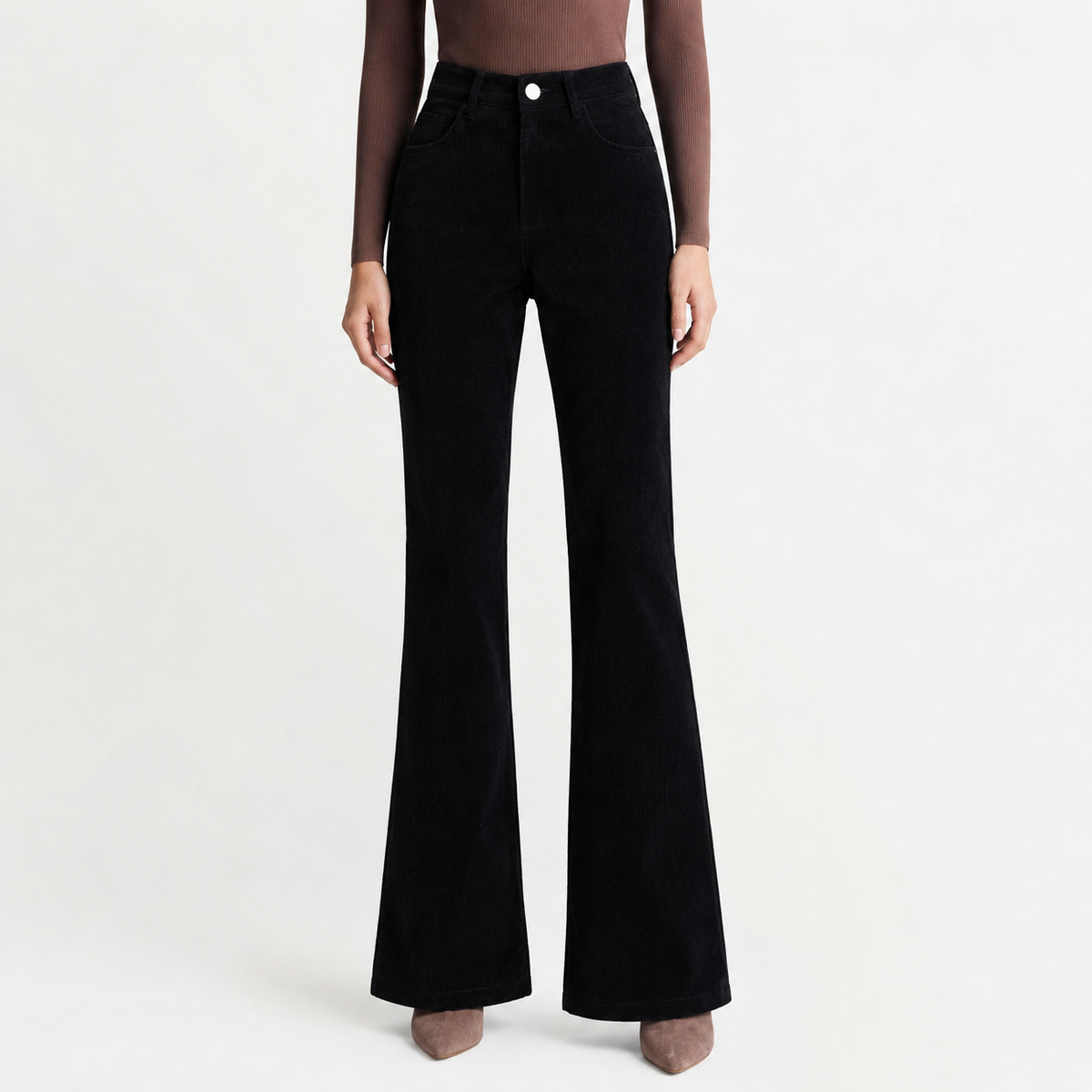Women’s Corduroy Trousers – High Waist Bootcut Flared Trousers