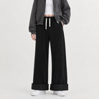 Women’s Corduroy Trousers – Fleece Lined Wide Leg Winter Trousers