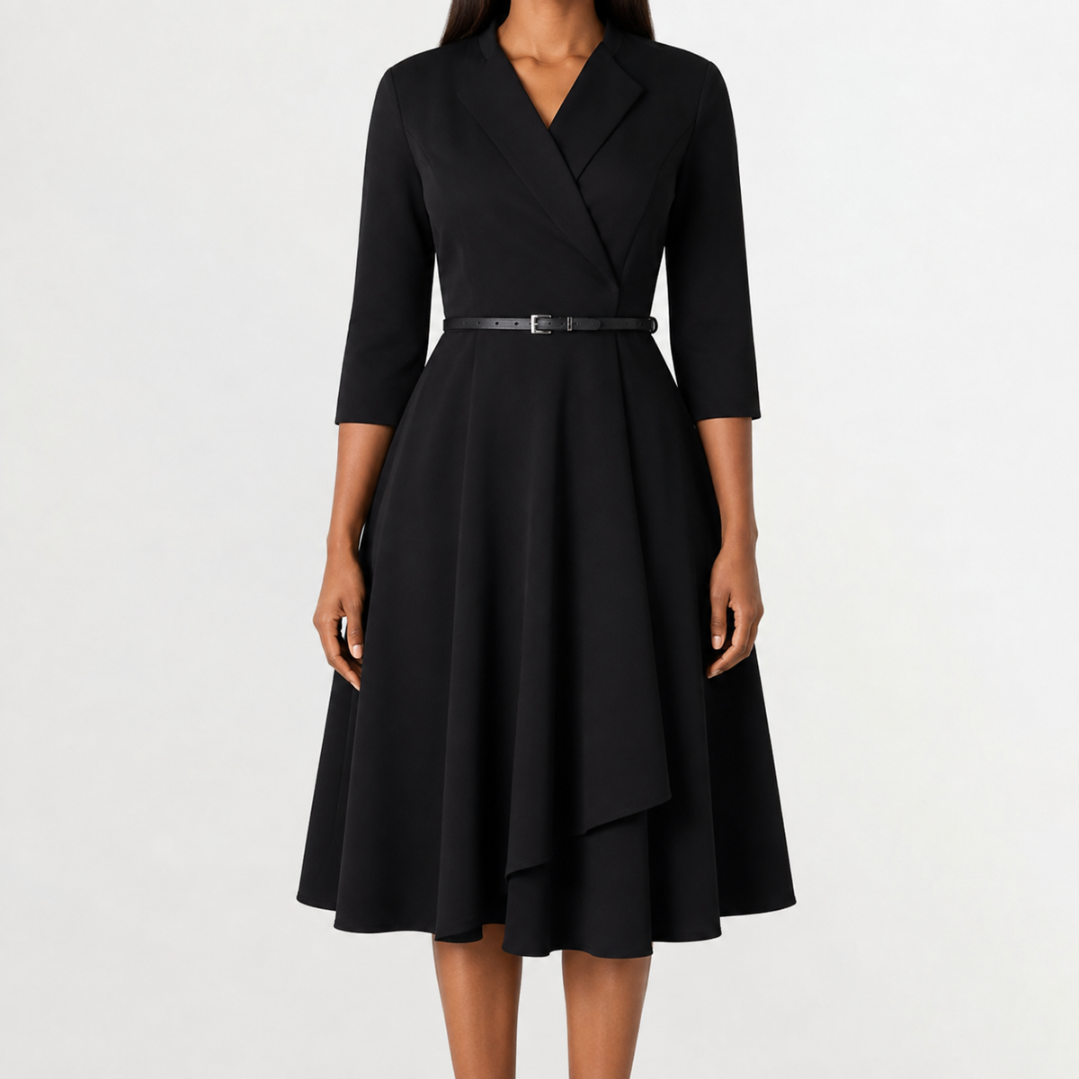 Women’s Autumn Dress – Long Sleeve Fitted Midi Dress with Elegant Silhouette
