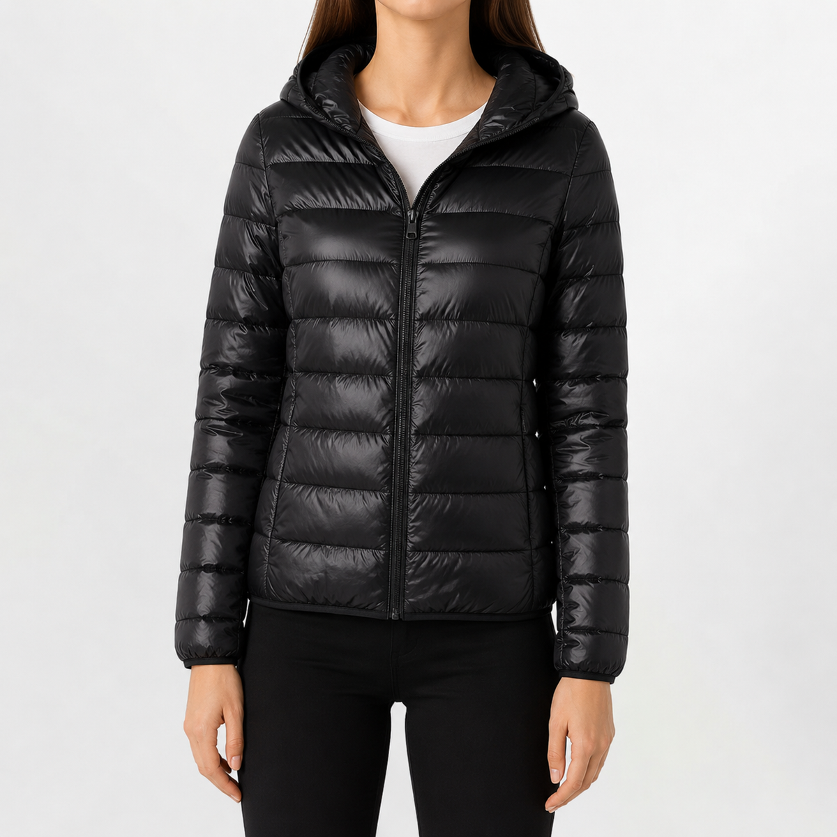 Women’s Padded Coat – Relaxed Fit Hooded Mid-Length Winter Jacket