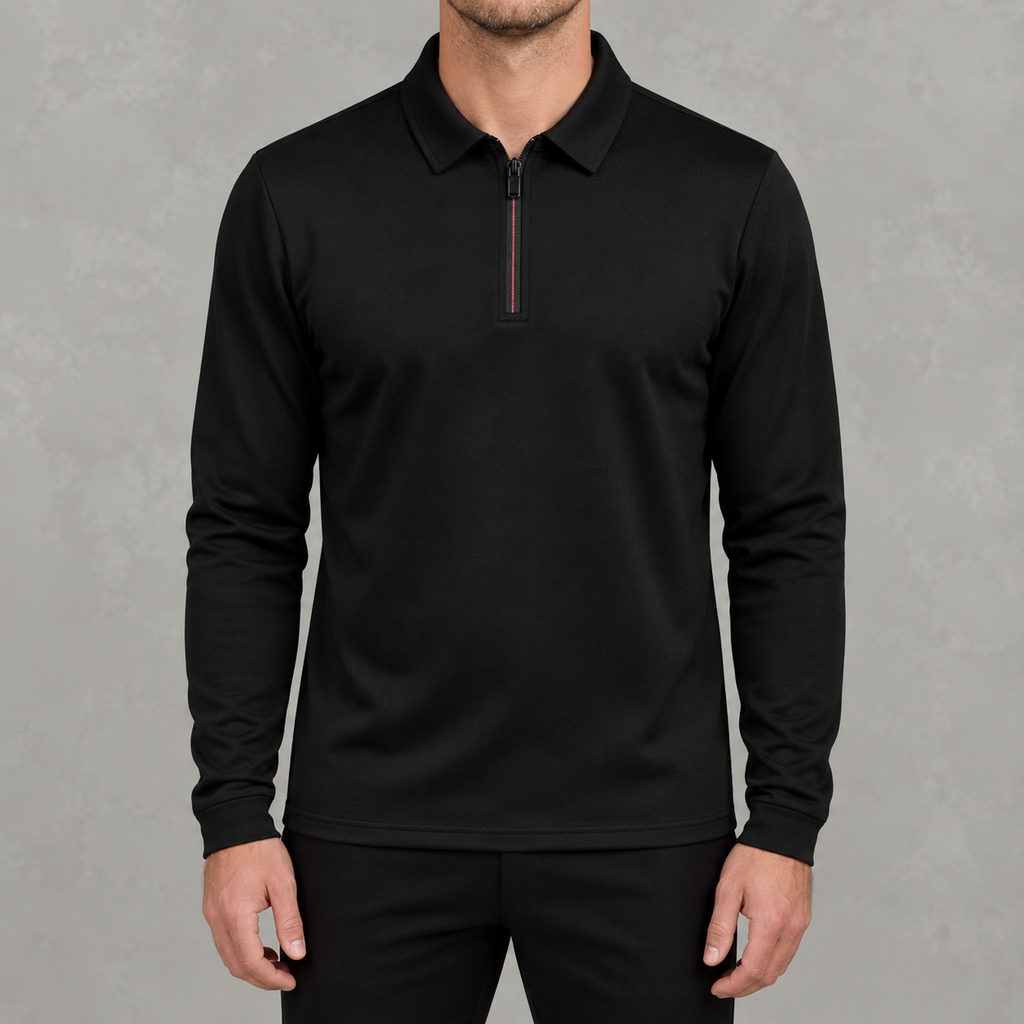 Men’s Quarter Zip Jumper – Fleece Lined Polo Collar Pullover