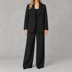 Women’s Wide Leg Suit – Casual Blazer and Trousers Two-Piece Set