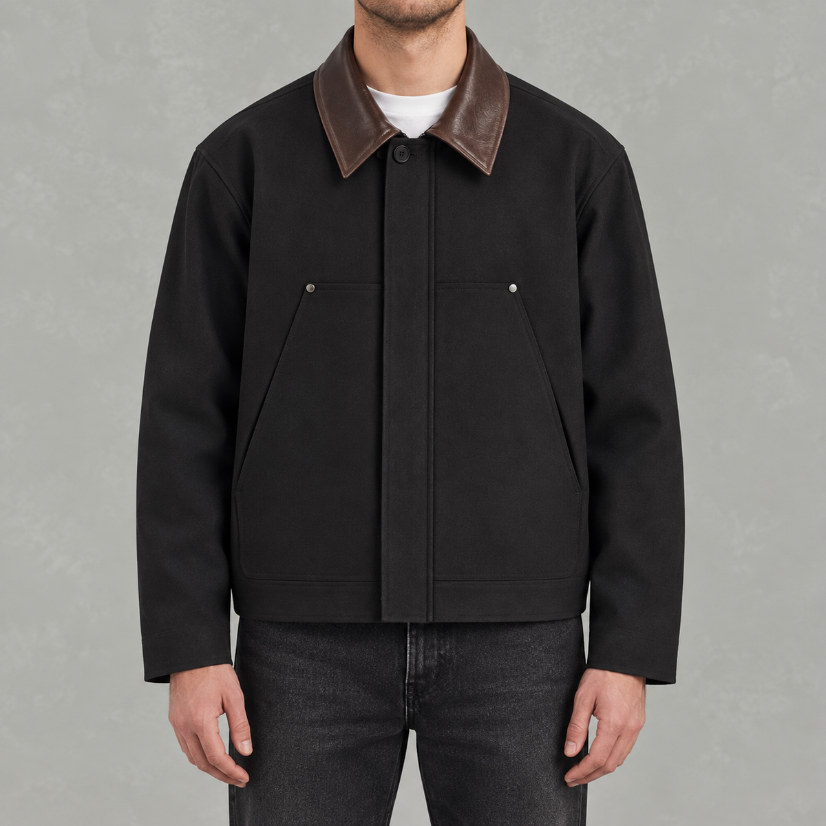 Men’s Suede Jacket – Vintage Colour Block Lapel Casual Jacket