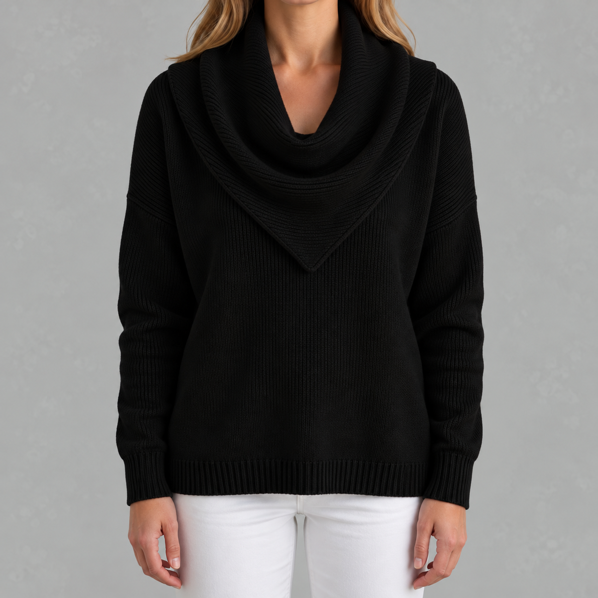 Women’s Knitted Jumper – Solid Colour Long Sleeve Pullover for Autumn & Winter