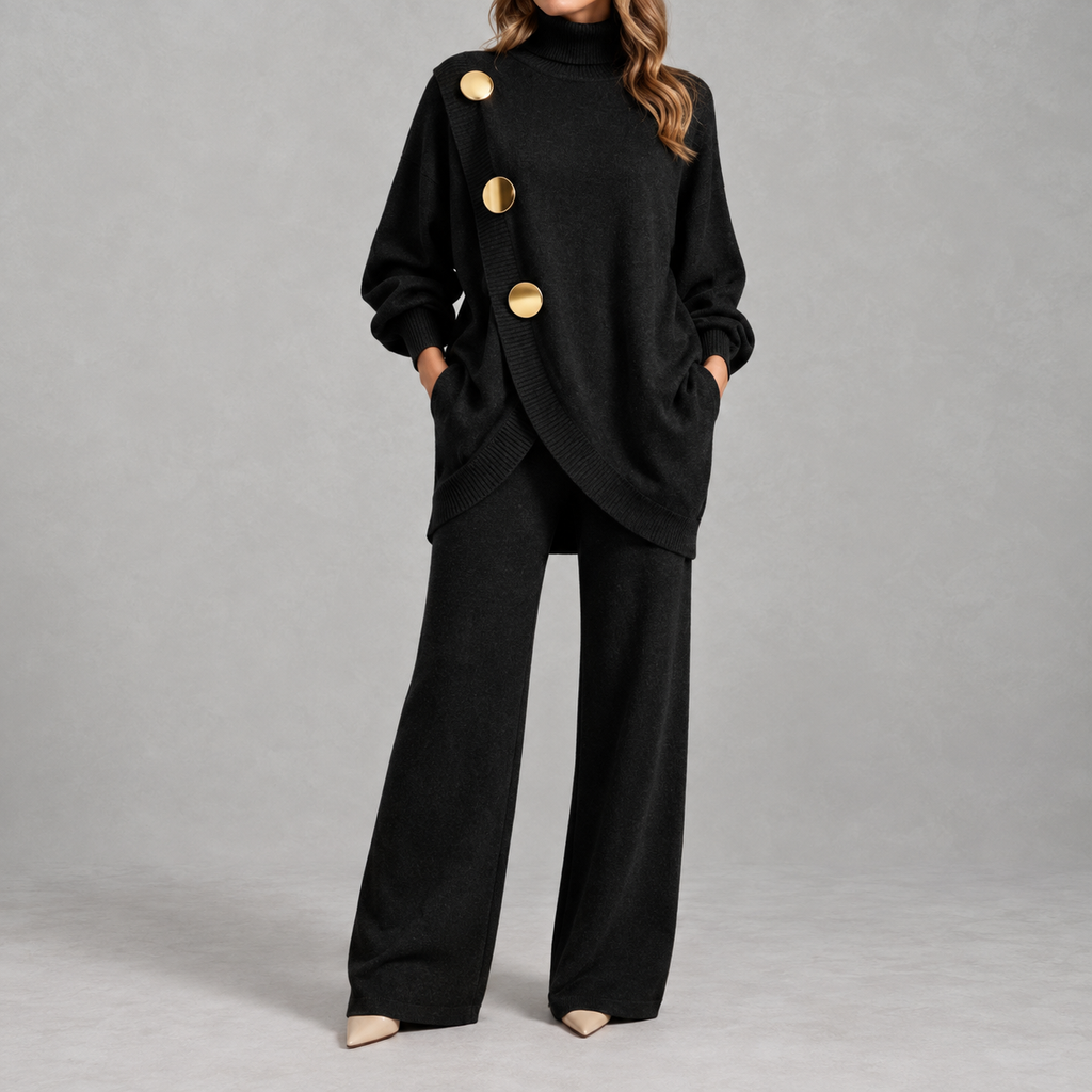 Women’s Knitted Jumper Set – Asymmetric Two-Piece Knitwear Co-Ord