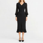 Women’s Winter Dress – French-Inspired Long Sleeve Midi Dress