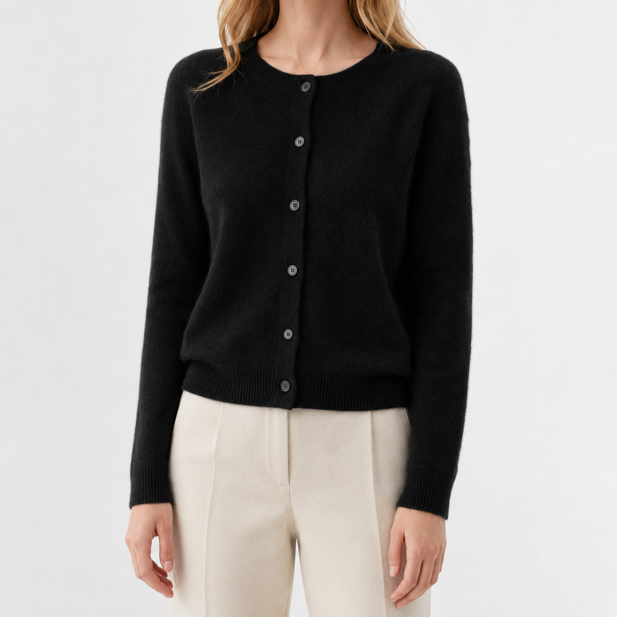 Women’s Cardigan – Plus Size Loose Fit Round Neck Knitted Jumper