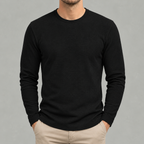 Men’s Waffle Knit Jumper – Round Neck Textured Long Sleeve Pullover