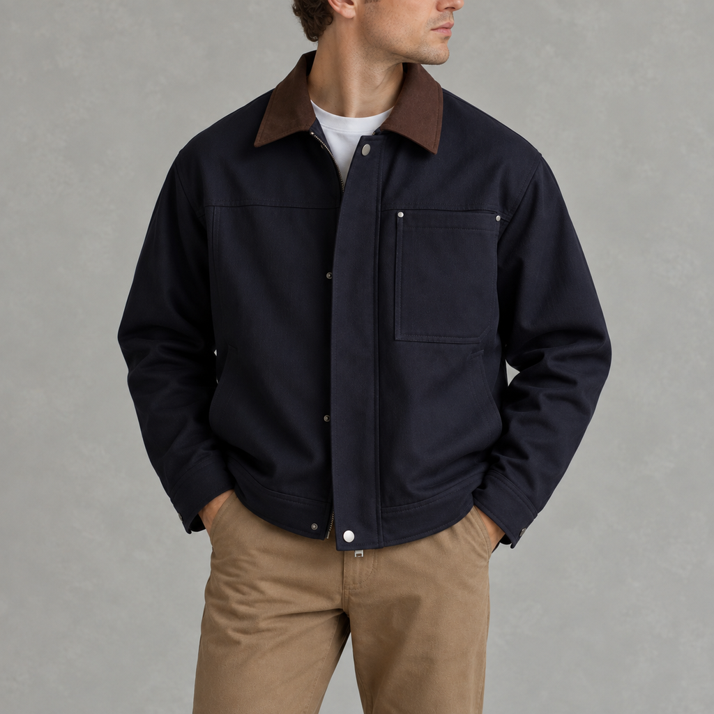 Men’s Vintage Lapel Jacket – Casual Long Sleeve Button Front Jacket