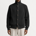 Men’s Roll Neck Cardigan – Knitted High Neck Button Front Jumper