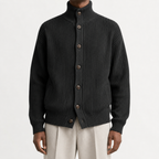Men’s Roll Neck Cardigan – Knitted High Neck Button Front Jumper
