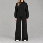 Women’s Knitted Co-Ord Set – Loose Jumper & High Waist Wide Leg Trousers