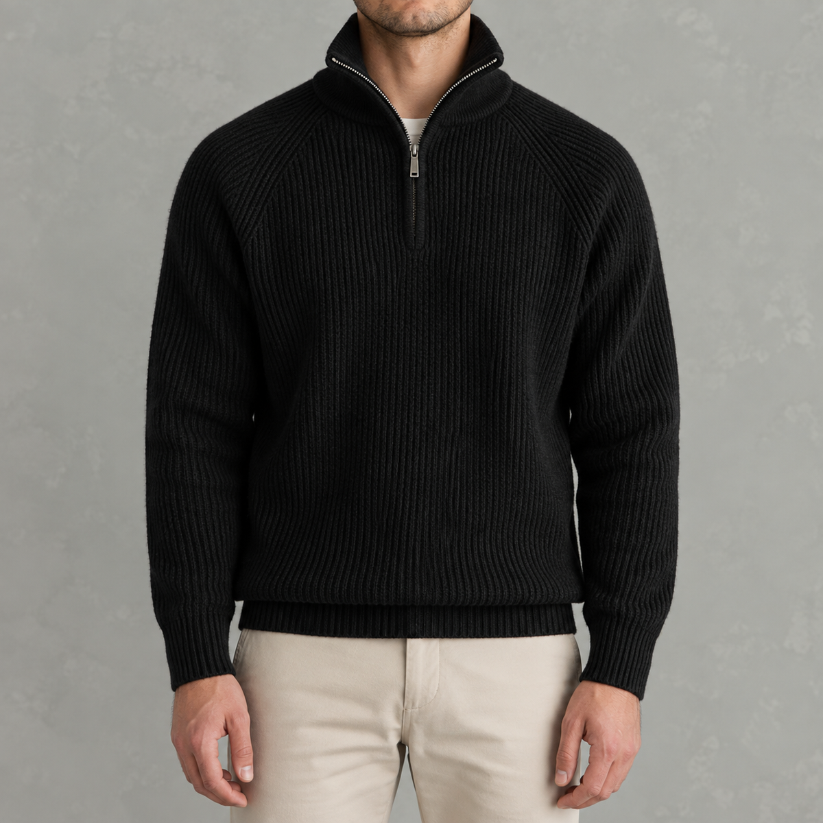 Men’s Quarter Zip Jumper – Slim Fit Soft Long Sleeve Base Layer Pullover