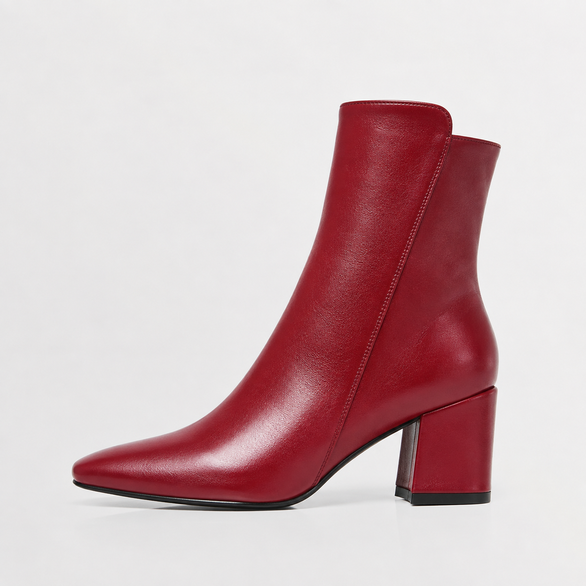 Women’s Leather Boots – Chunky Heel Zip-Up Ankle Boots