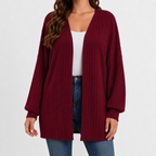 Women’s Cardigan – Long Sleeve Loose Fit Knitted Open Front Jumper