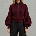 Women’s Textured Jumper – Fluffy Lantern Sleeve Long Sleeve Pullover