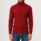 Men’s Turtleneck Jumper – Warm Knitted Roll Neck Pullover
