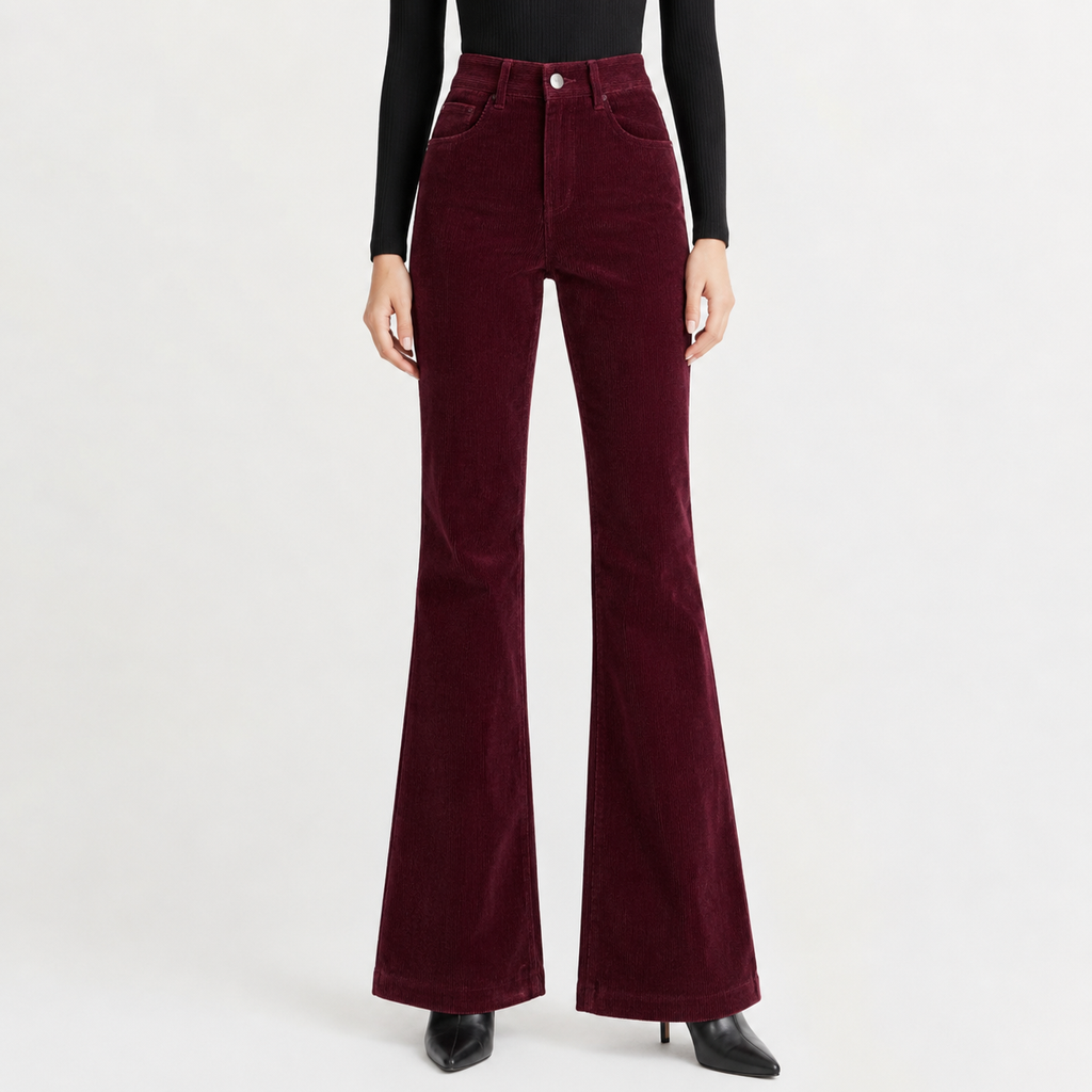 Women’s Corduroy Trousers – High Waist Bootcut Flared Trousers