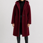 Women’s Teddy Coat – Longline Faux Fur Plush Winter Coat