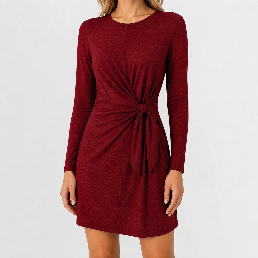 Women’s Autumn Dress – Long Sleeve Fitted Midi Dress