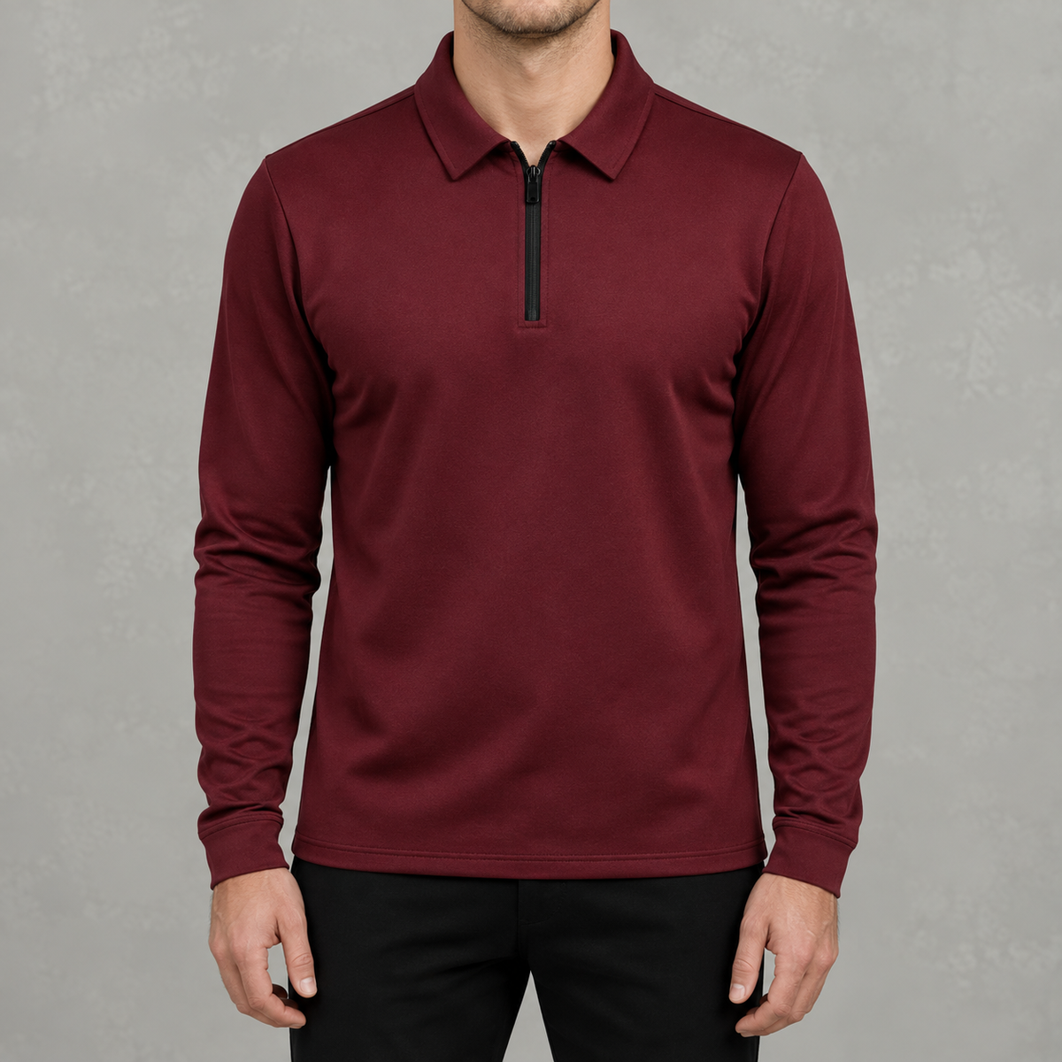 Men’s Quarter Zip Jumper – Fleece Lined Polo Collar Pullover