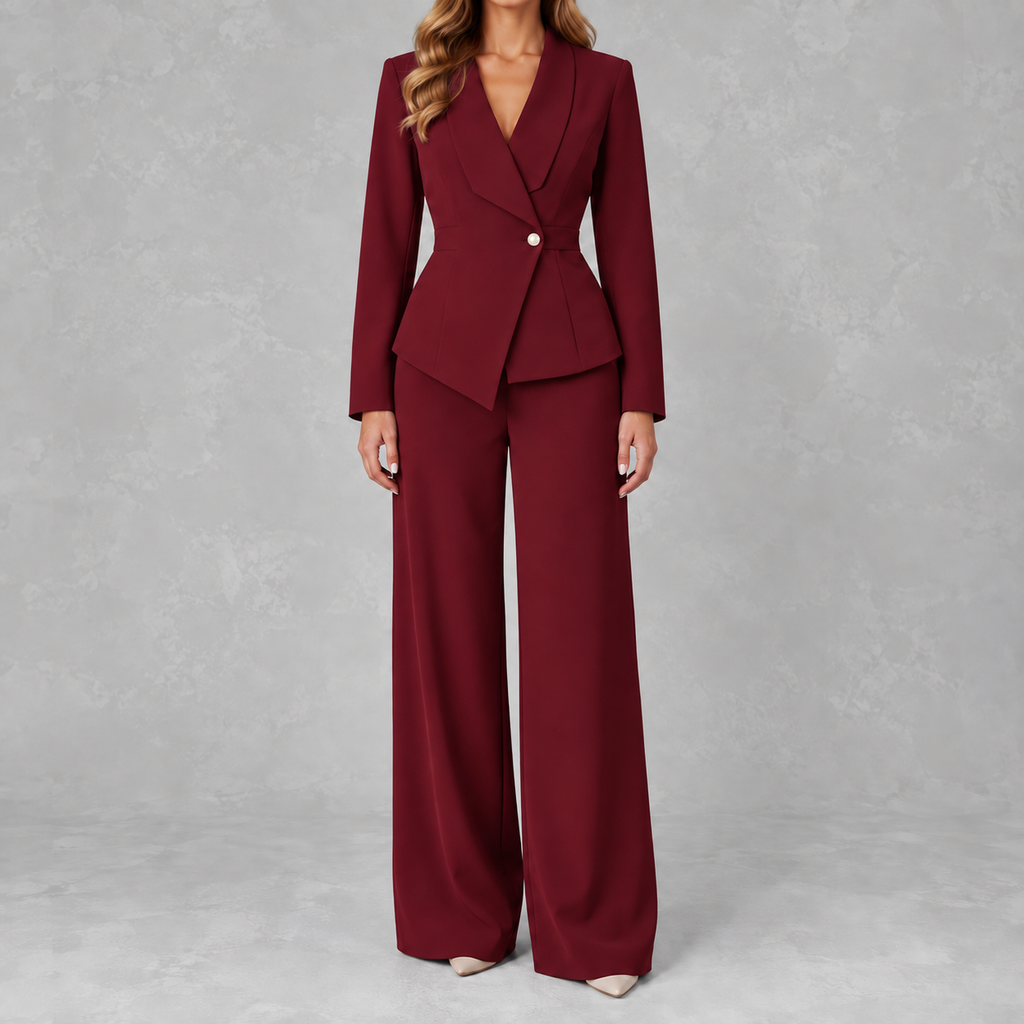 Women’s Suit – Tailored Blazer and Straight Leg Trousers Two-Piece Set
