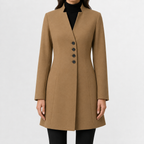Women’s Trench Coat – Mid-Length Stand Collar Wool-Style Tailored Coat