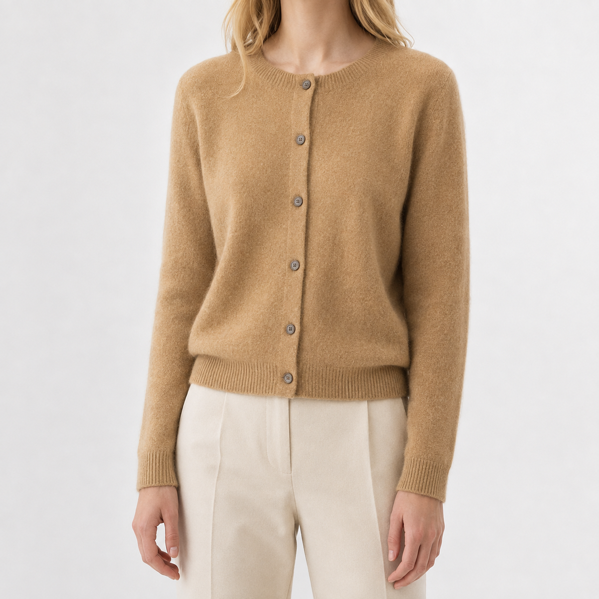 Women’s Cardigan – Plus Size Loose Fit Round Neck Knitted Jumper