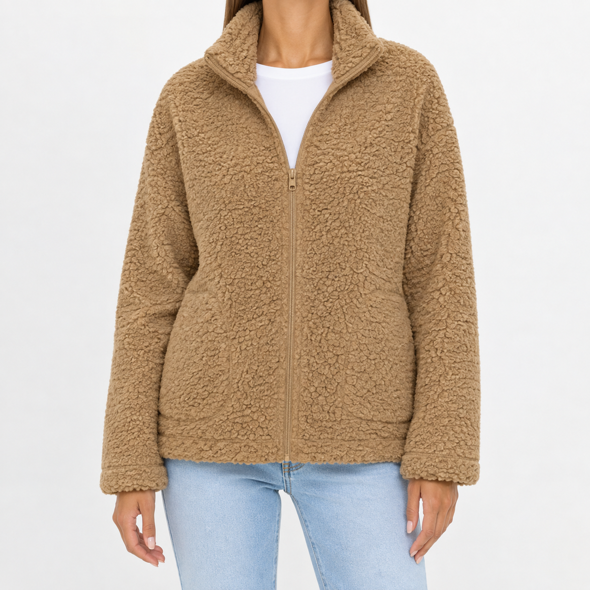 Women’s Fleece Jacket – Plush Warm Long Sleeve Casual Coat