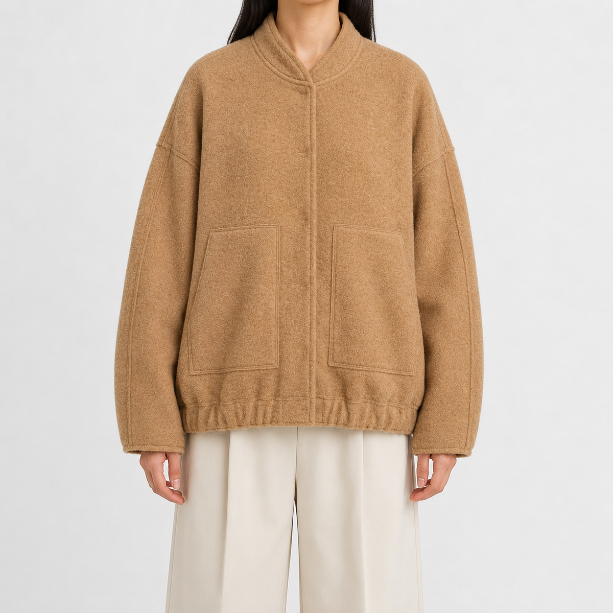 Women’s Bomber Jacket – Relaxed Fit Pocket Jacket with Long Sleeves