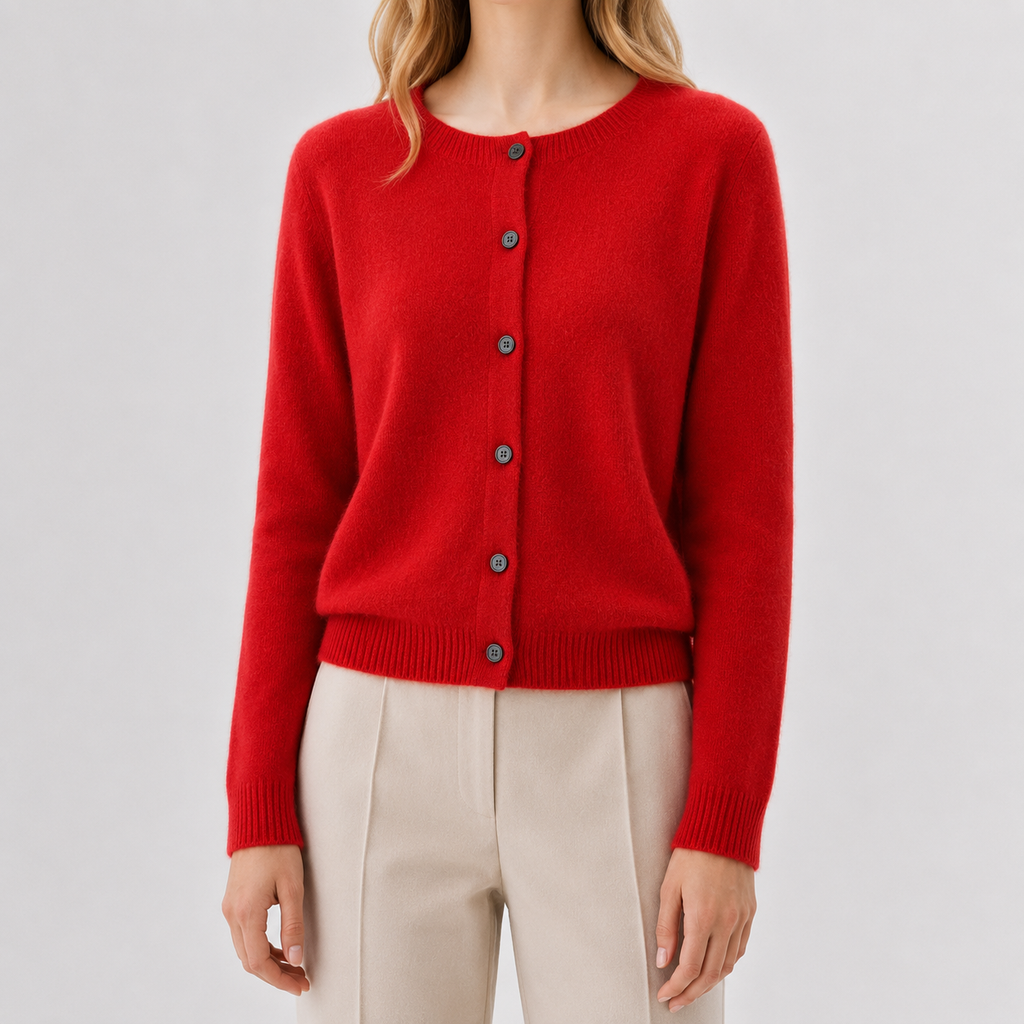 Women’s Cardigan – Plus Size Loose Fit Round Neck Knitted Jumper