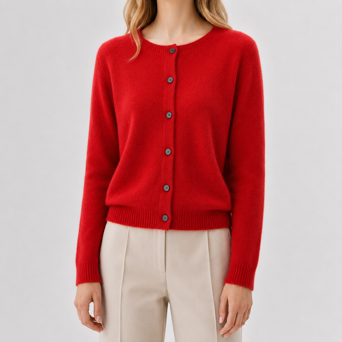 Women’s Cardigan – Plus Size Loose Fit Round Neck Knitted Jumper