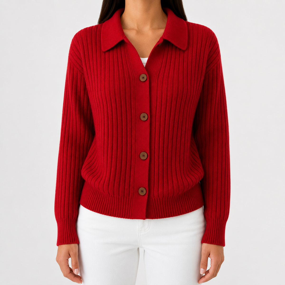Women’s Knitted Cardigan – Long Sleeve Button Front Jumper