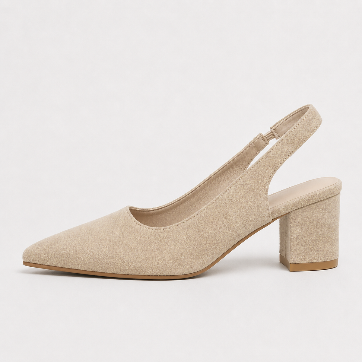 Women’s Suede Heels – Pointed Toe Chunky Heel Court Shoes