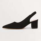 Women’s Suede Heels – Pointed Toe Chunky Heel Court Shoes