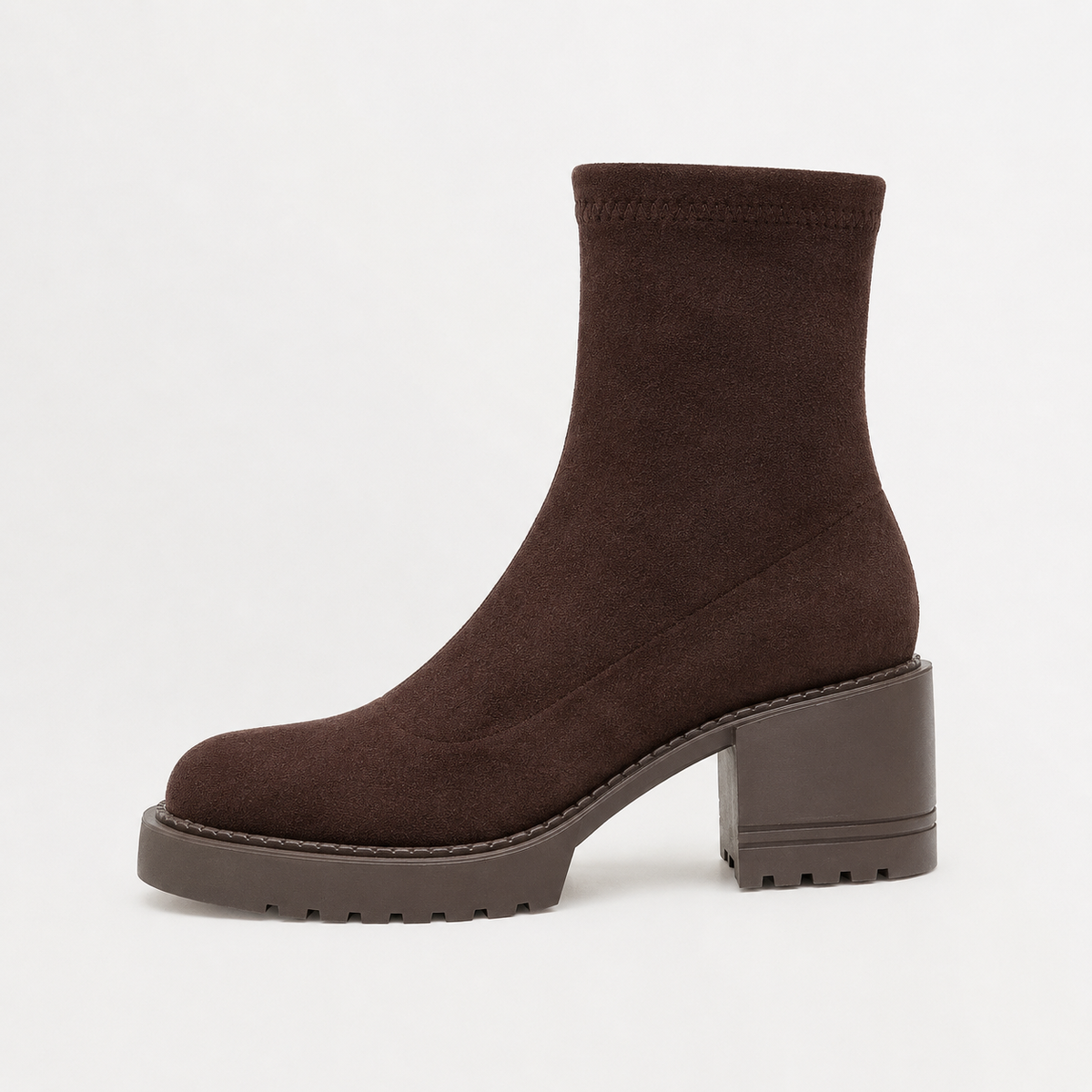 Women’s Ankle Boots – Brown Heeled Chelsea Boots with Side Zip
