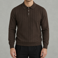 Men’s Long Sleeve Polo – Heavy Knit Long Sleeve Lapel Collar Polo