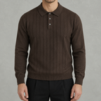 Men’s Long Sleeve Polo – Heavy Knit Long Sleeve Lapel Collar Polo
