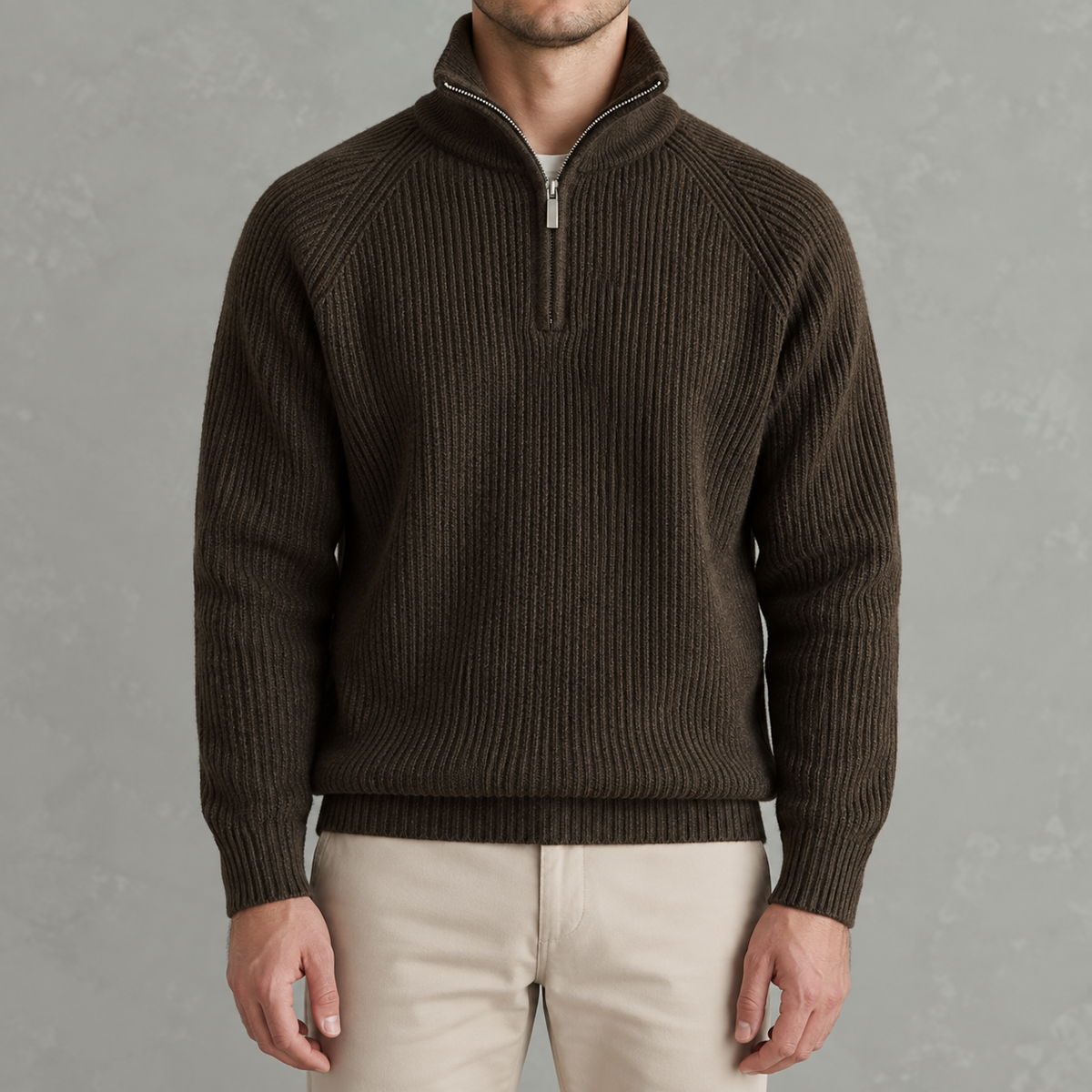 Men’s Quarter Zip Jumper – Slim Fit Soft Long Sleeve Base Layer Pullover