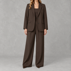 Women’s Wide Leg Suit – Casual Blazer and Trousers Two-Piece Set